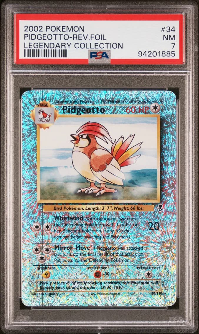 Pidgeotto-Reverse Foil, Legendary Collection, PSA 7