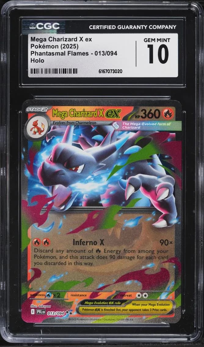 Mega Charizard X ex, Phantasmal Flames, CGC 10