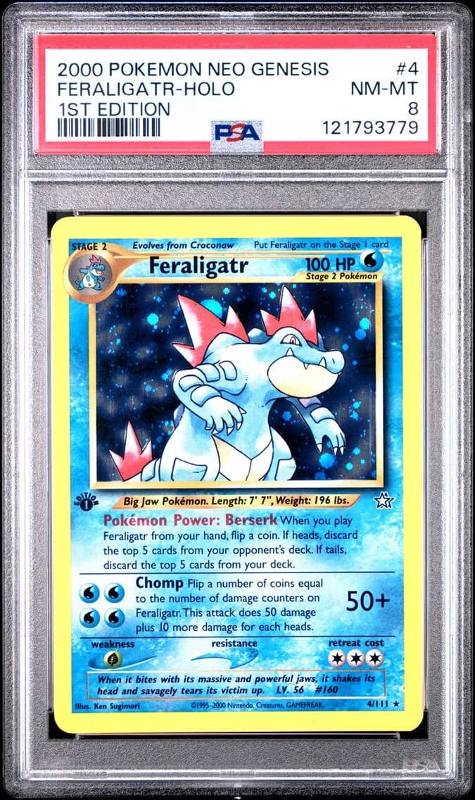 Feraligatr-Holo, Neo Genesis 1st Edition, PSA 8