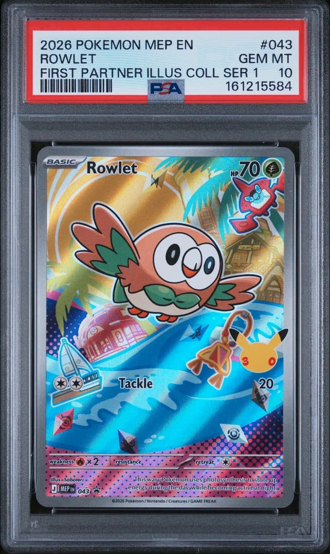 Rowlet, Me Black Star Promo, PSA 10