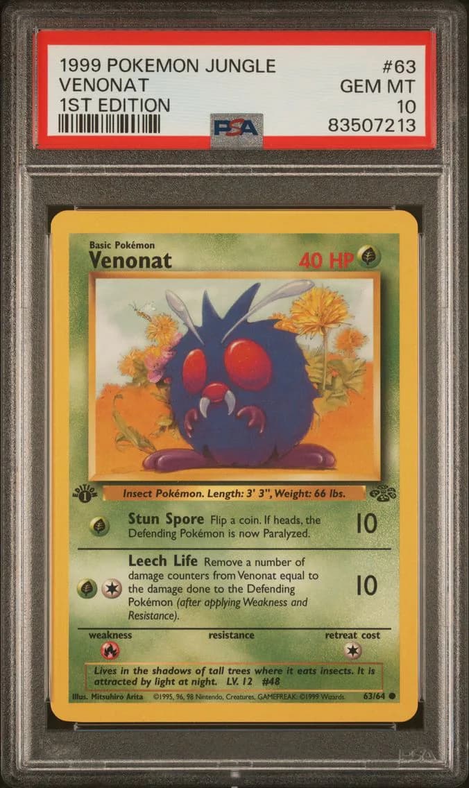 Venonat 1st Edition, Jungle, PSA 10