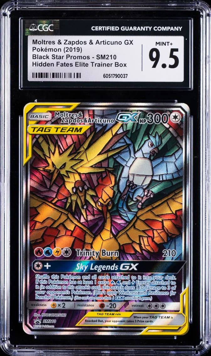 Moltres &amp; Zapdos &amp; Articuno GX, Black Star Promos - Sun & Moon, CGC 9.5