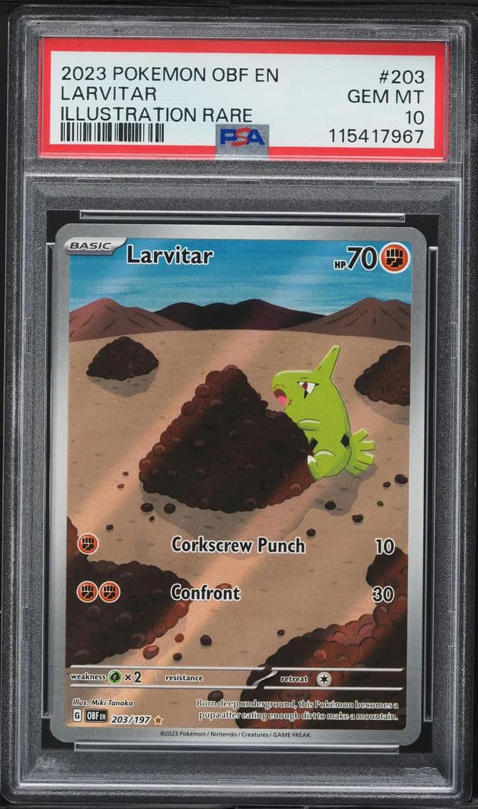 Larvitar, Obsidian Flames, PSA 10