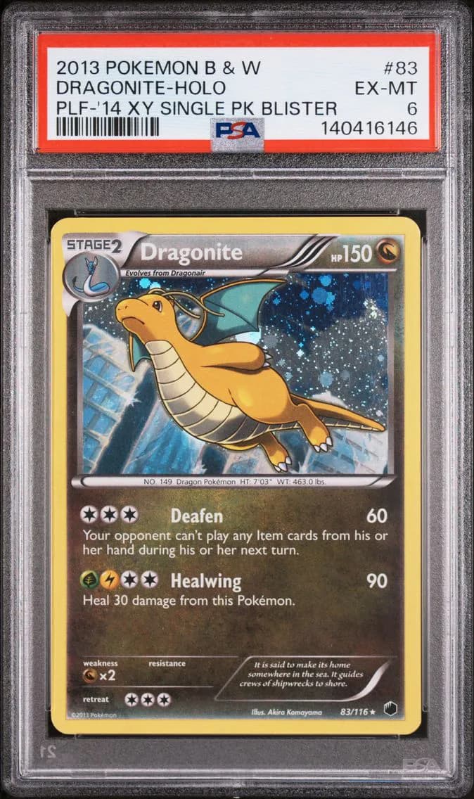 Dragonite-Holo, Black & White Plasma Freeze, PSA 6