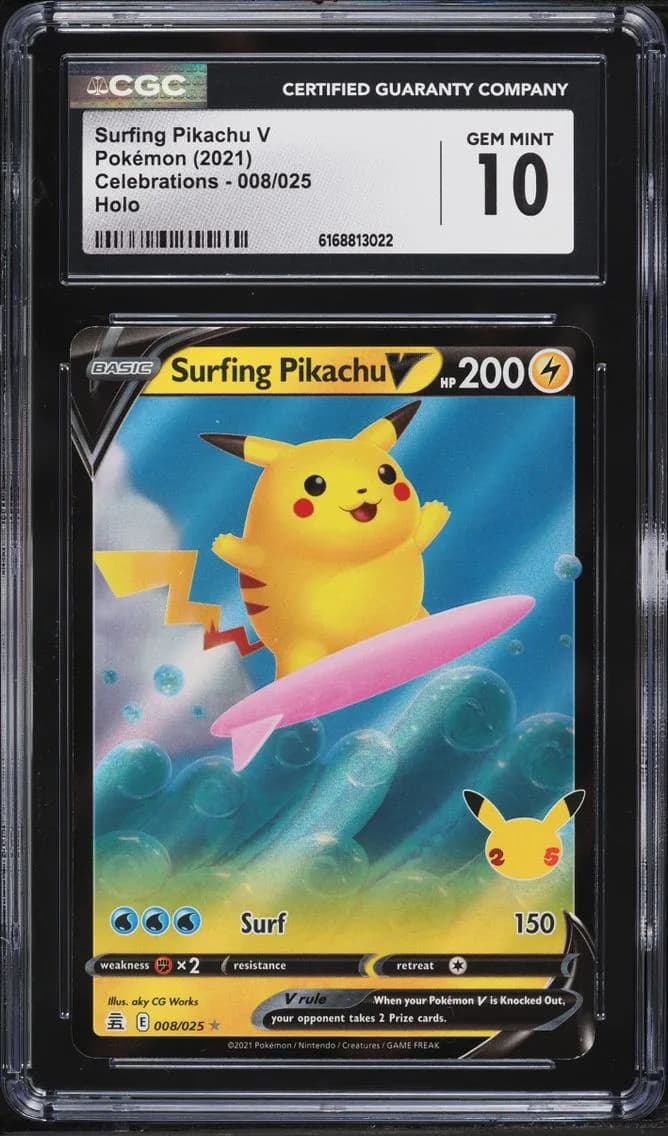 Surfing Pikachu V, Celebrations, CGC 10