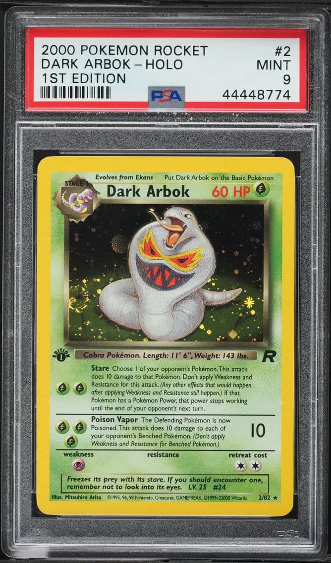 Dark Arbok-Holo 1st Edition, Rocket, PSA 9