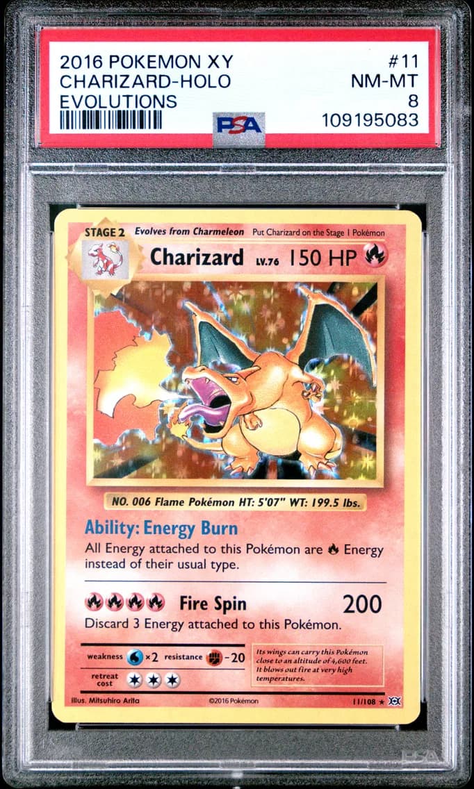 Charizard-Holo, XY Evolutions, PSA 8
