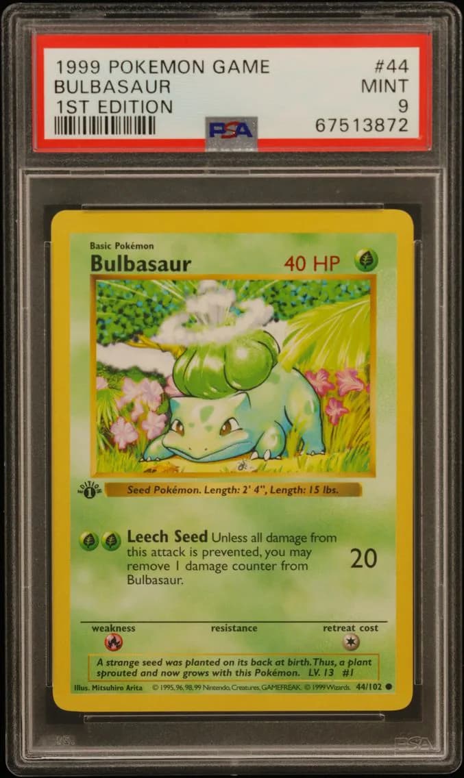 Bulbasaur 1st Edition, Game, PSA 9