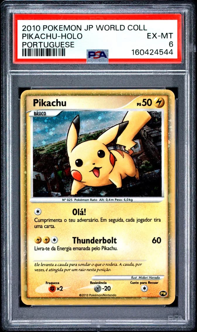 Pikachu-Holo, Japanese World Collection, PSA 6