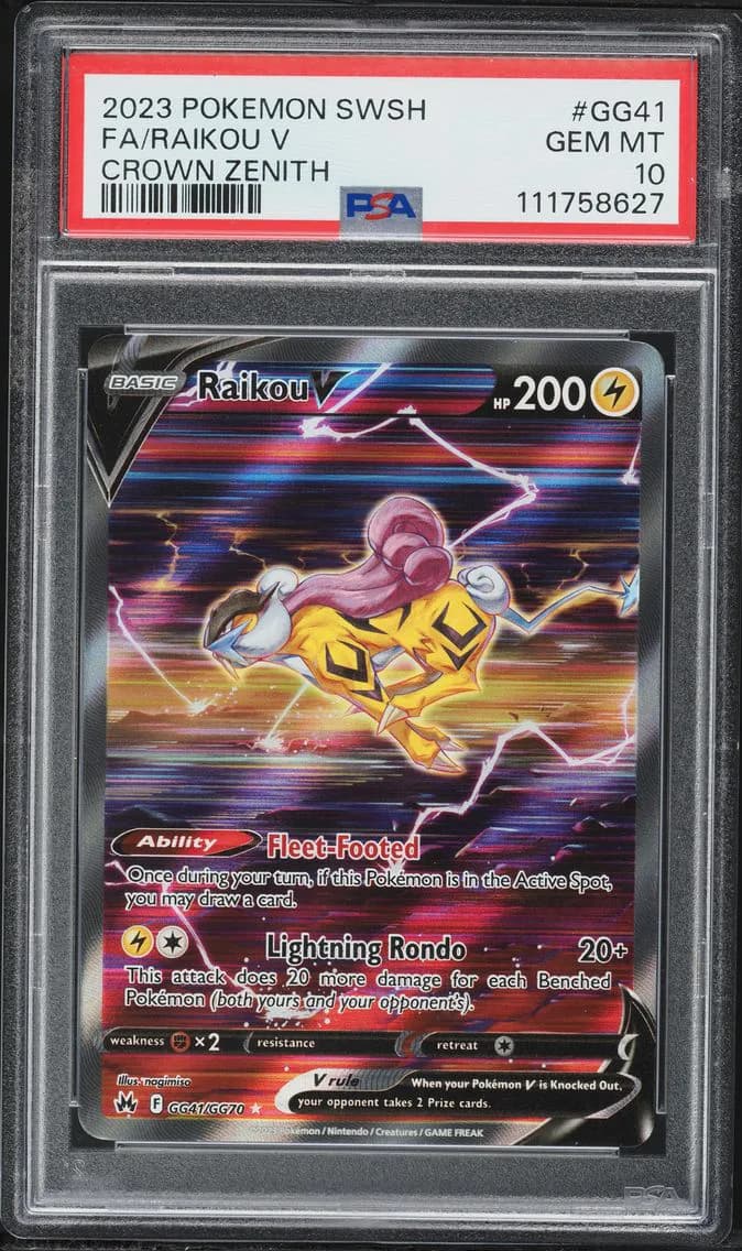 Raikou V, Sword and Shield Crown Zenith, PSA 10