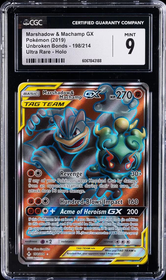 Marshadow & Machamp GX, Unbroken Bonds, CGC 9