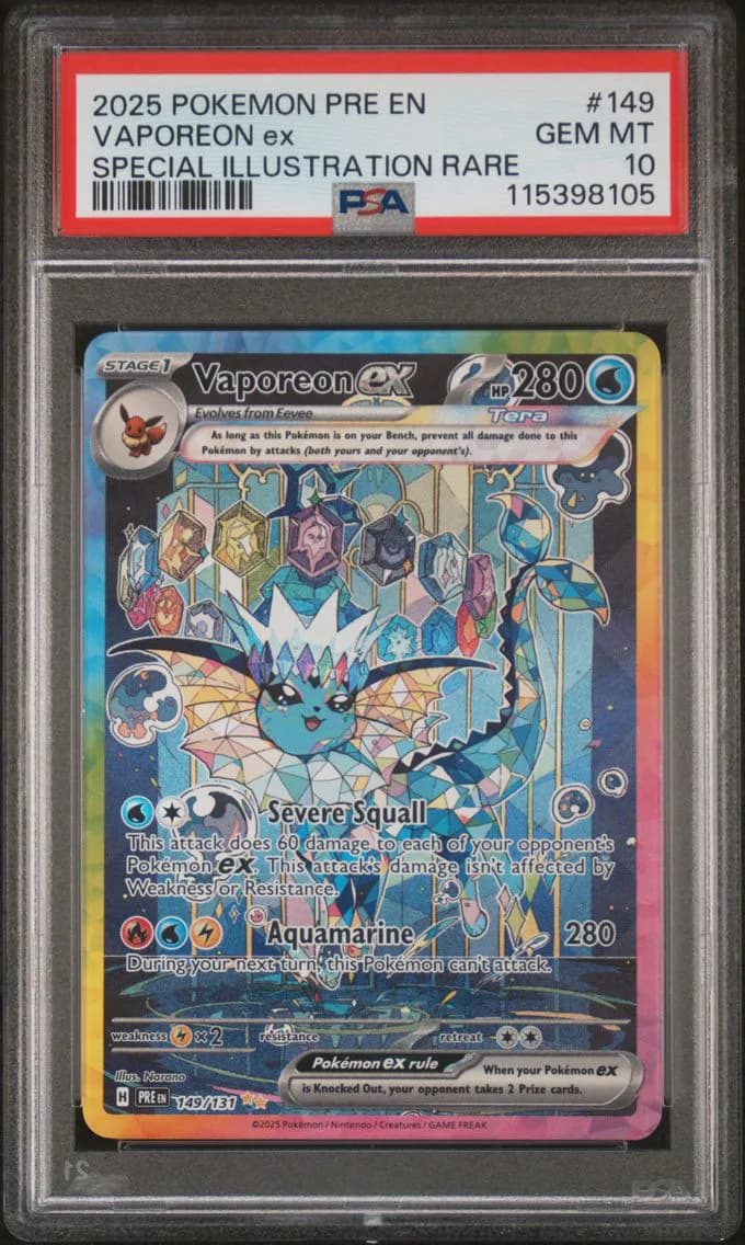 Vaporeon ex, Prismatic Evolutions, PSA 10