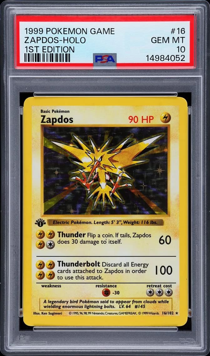 Zapdos-Holo 1st Edition, Game, PSA 10