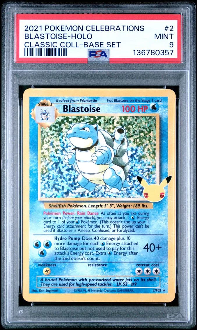Blastoise-Holo, Celebrations Classic Collection, PSA 9