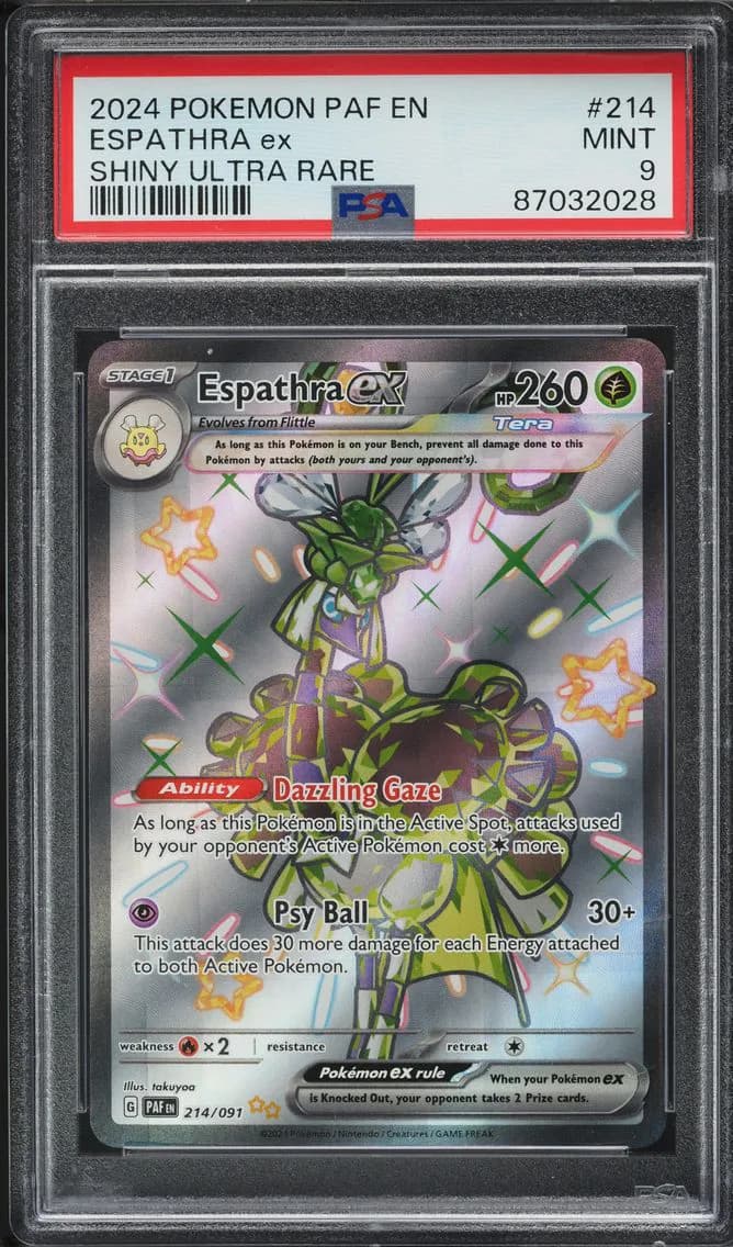 Shiny Espathra EX, Paldean Fates, PSA 9
