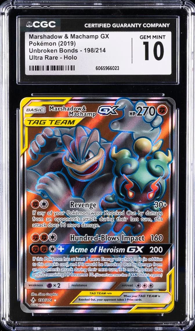 Marshadow & Machamp GX, Unbroken Bonds, CGC 10