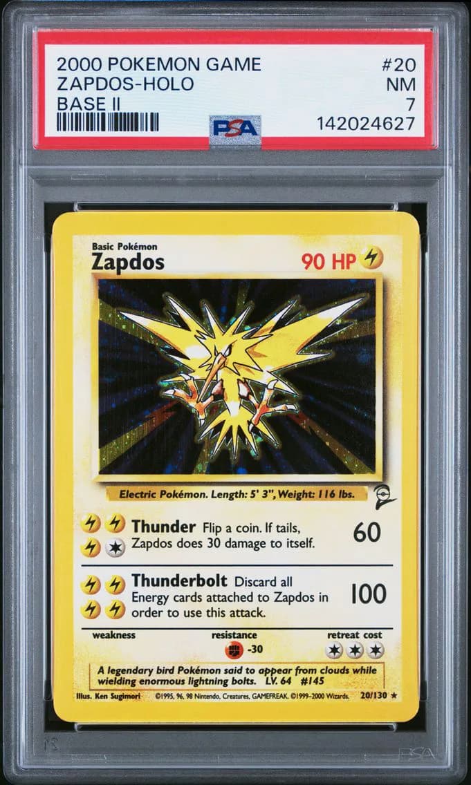 Zapdos-Holo, Game Base II, PSA 7