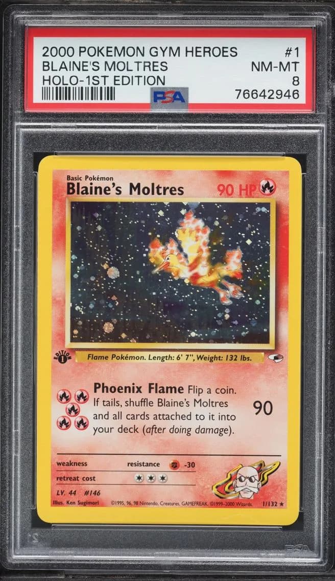 Blaine's Moltres, Gym Heroes, PSA 8