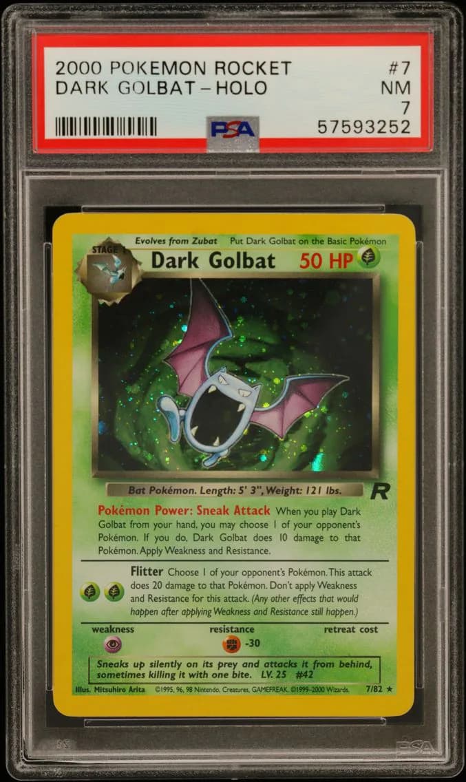 Dark Golbat-Holo, Rocket, PSA 7