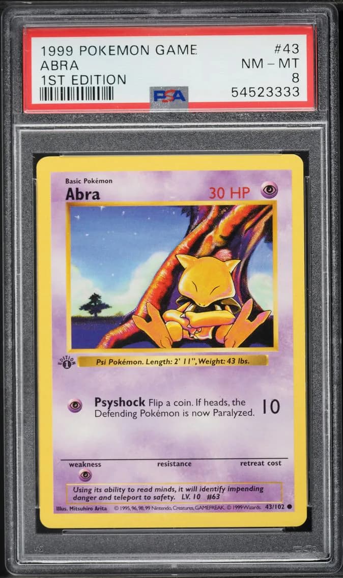 Abra 1st Edition, Game, PSA 8