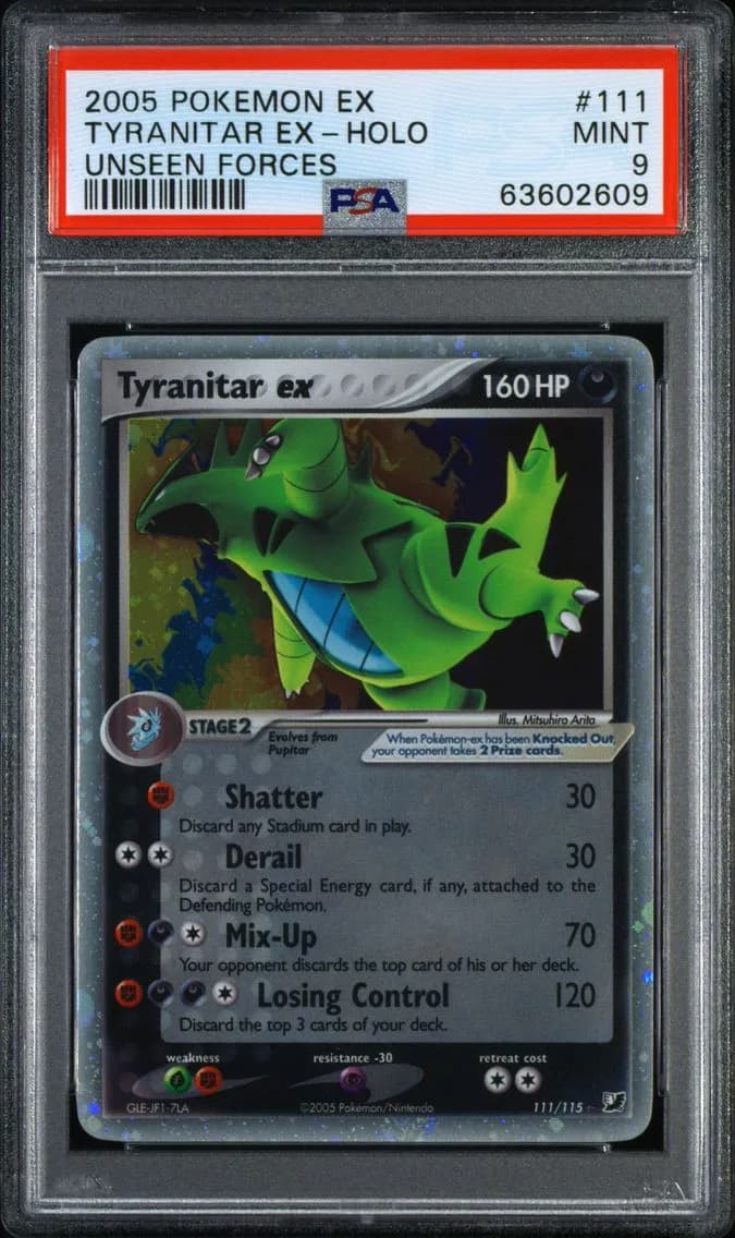 Tyranitar EX-Holo, EX Unseen Forces, PSA 9