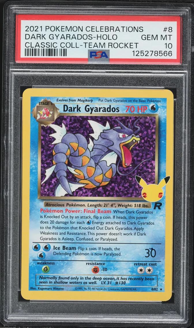 Dark Gyarados-Holo, Celebrations Classic Collection, PSA 10