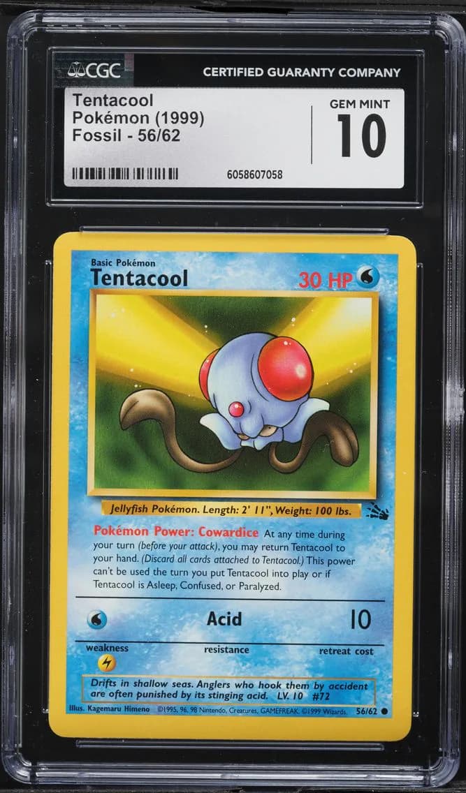 Tentacool, Fossil - Unlimited, CGC 10