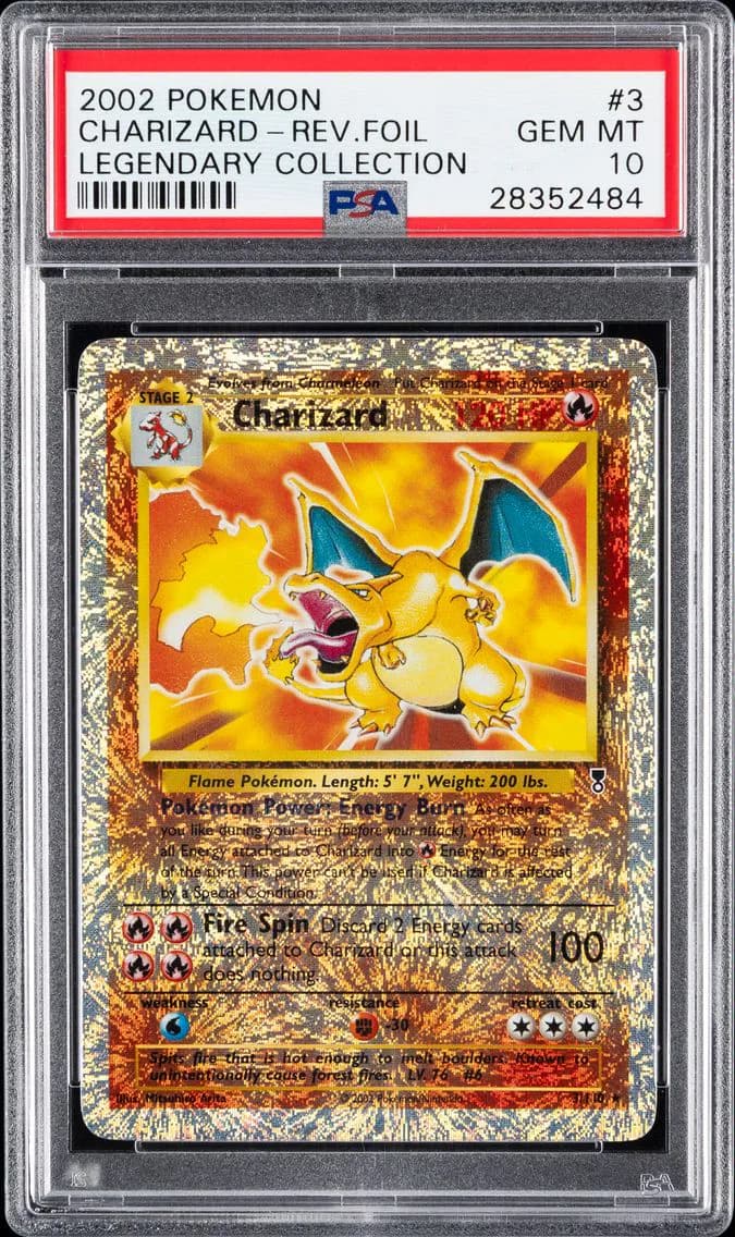 Charizard-Reverse Foil, Legendary Collection, PSA 10