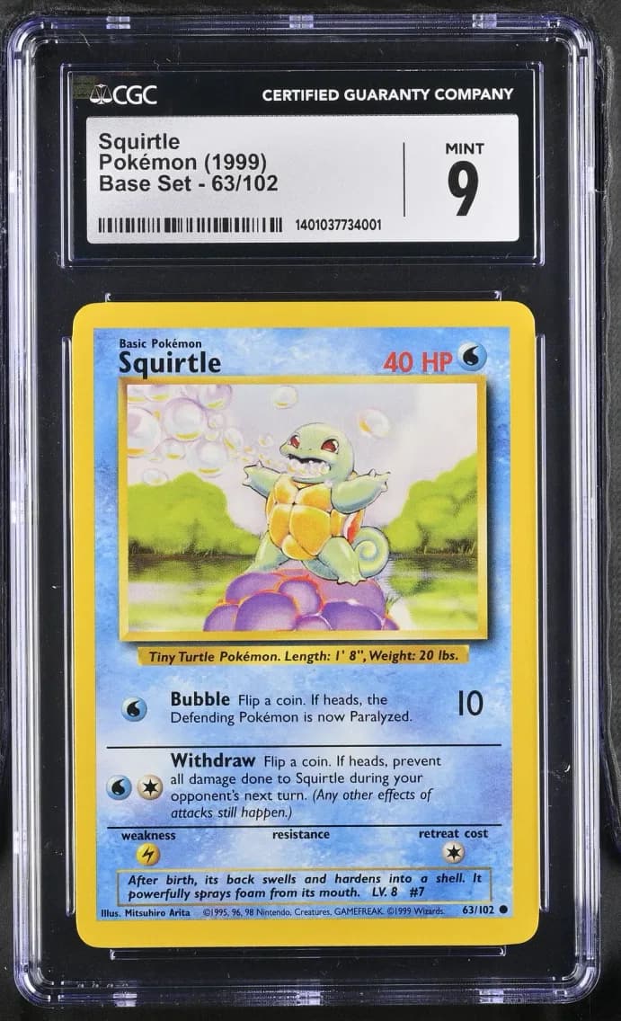 Squirtle, Base Set - Unlimited, CGC 9