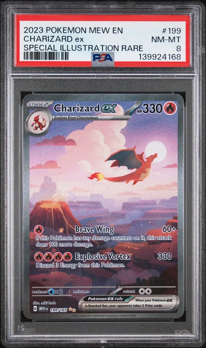 Charizard EX, 151, PSA 8