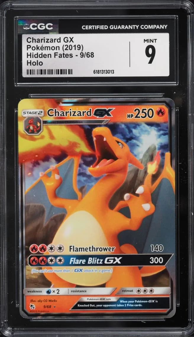 Charizard GX, Hidden Fates, CGC 9
