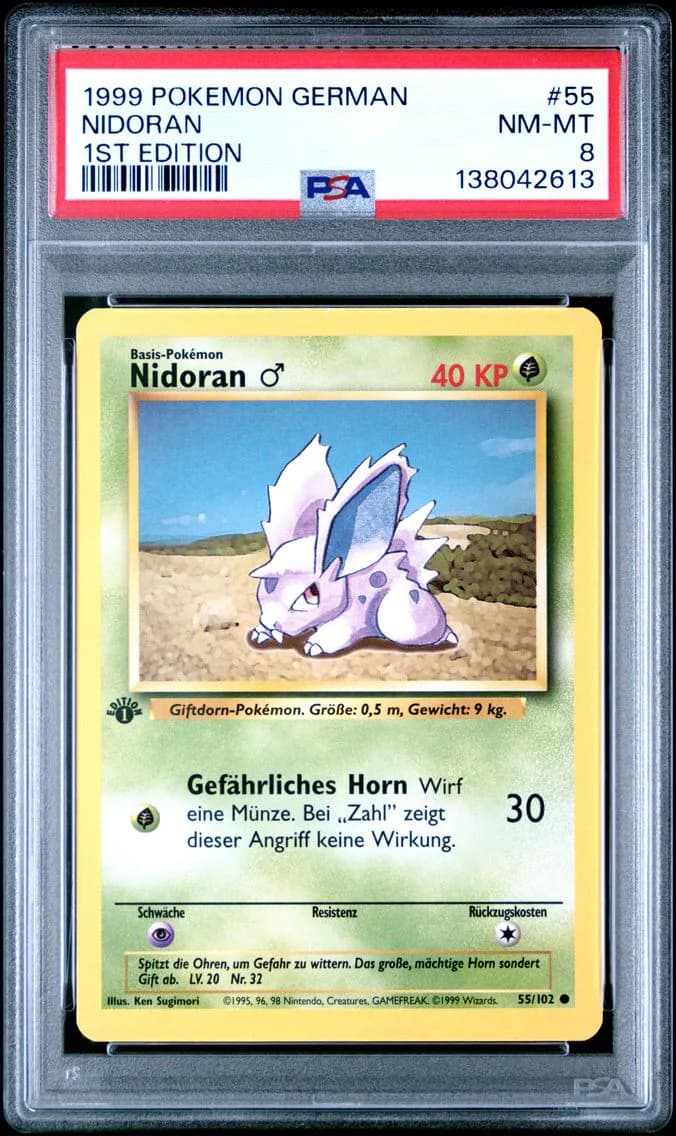 Nidoran 1st Edition, German, PSA 8