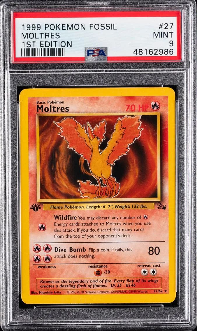 Moltres 1st Edition, Fossil, PSA 9