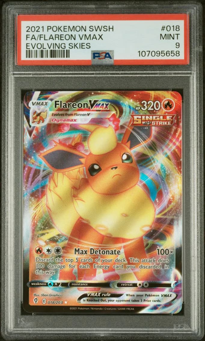 Flareon VMAX, Sword & Shield Evolving Skies, PSA 9