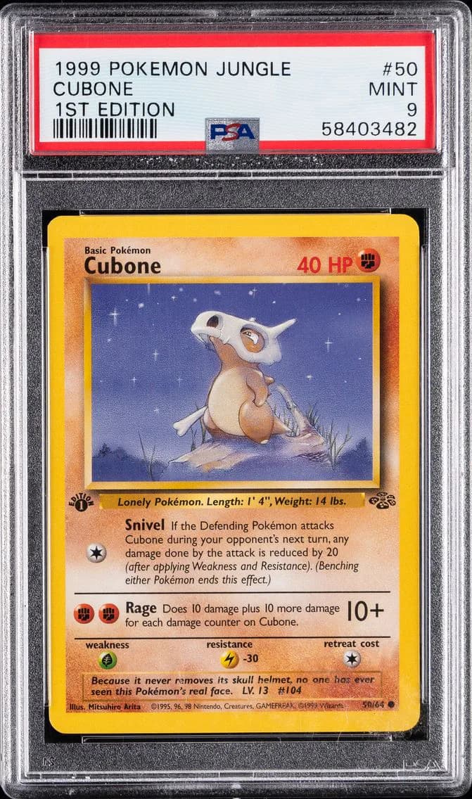 Cubone 1st Edition, Jungle, PSA 9
