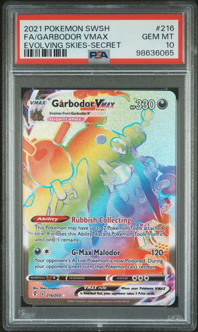 Garbodor VMAX, Sword & Shield Evolving Skies, PSA 10