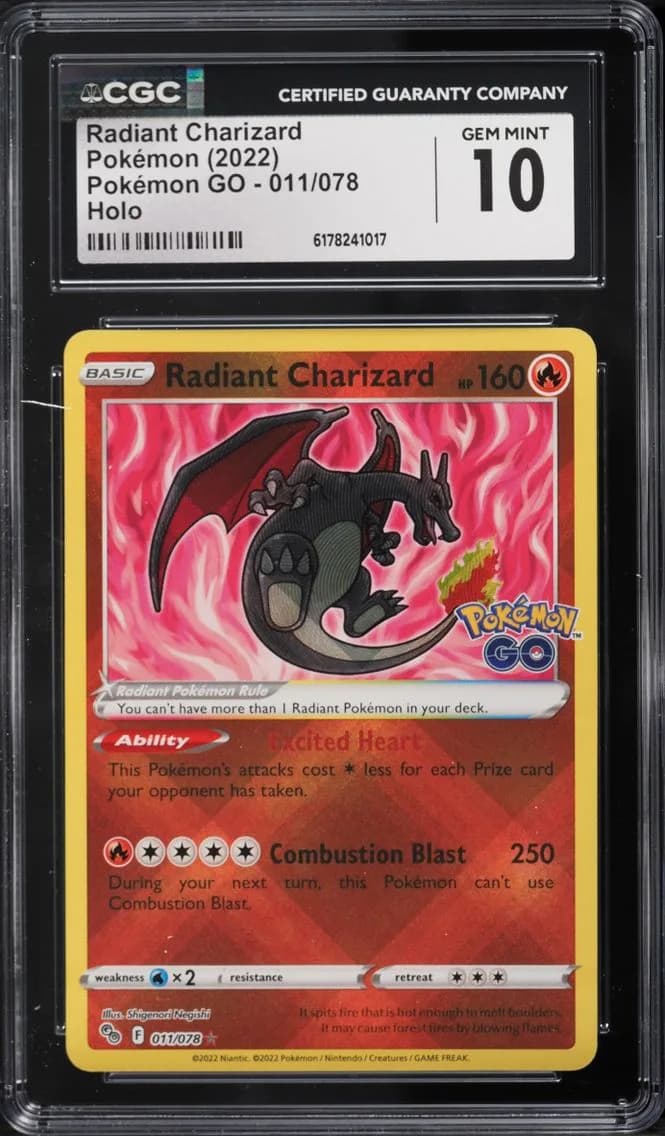 Radiant Charizard, Pokémon GO, CGC 10