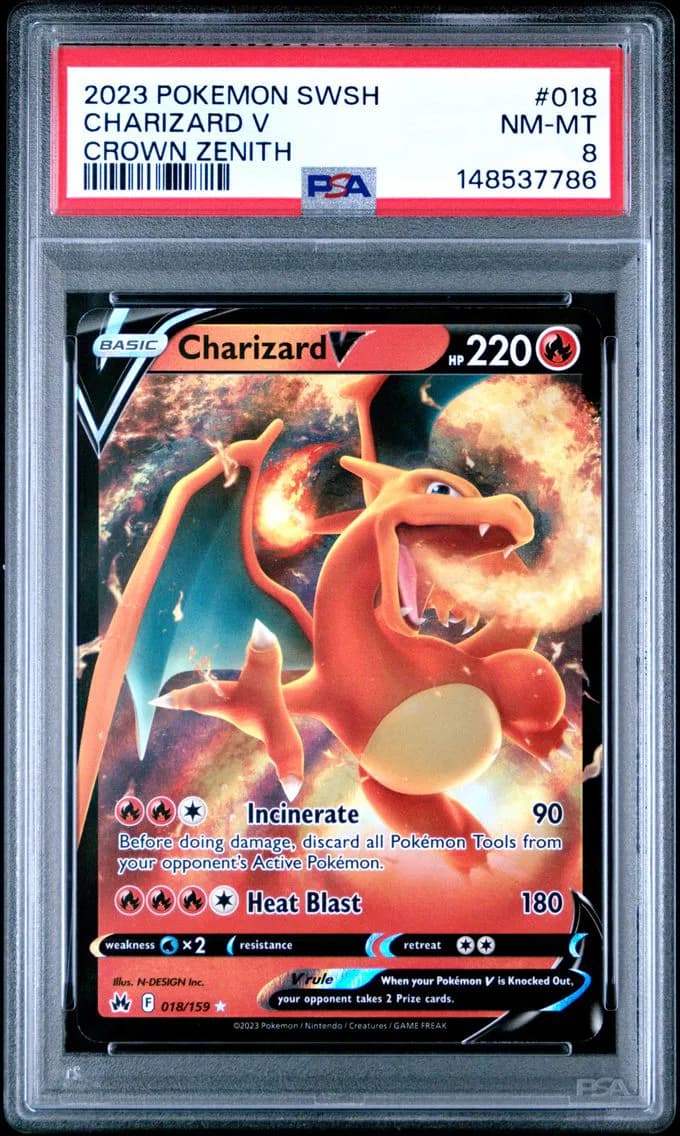 Charizard V, Sword and Shield Crown Zenith, PSA 8