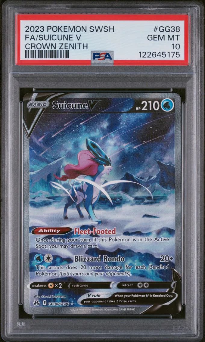 Suicune V, Sword and Shield Crown Zenith, PSA 10