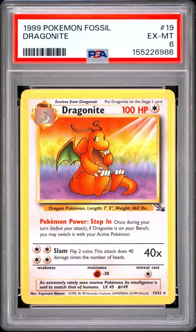 Dragonite, Fossil, PSA 6