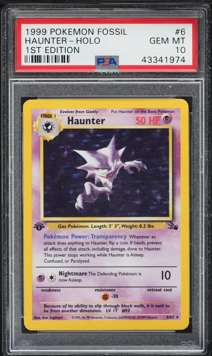 Haunter-Holo 1st Edition, Fossil, PSA 10
