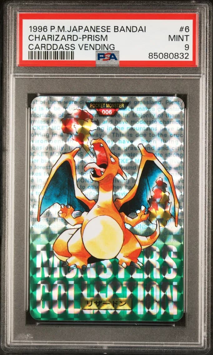 Charizard-Prism, Japanese Bandai Carddass Vending, PSA 9