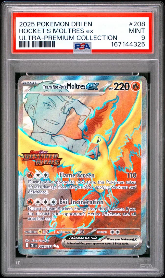 Team Rocket's Moltres EX, Destined Rivals, PSA 9
