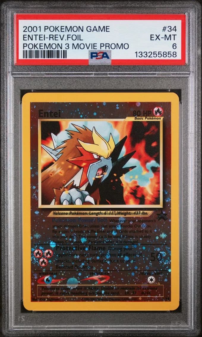 Entei-Reverse Foil, Game Movie, PSA 6