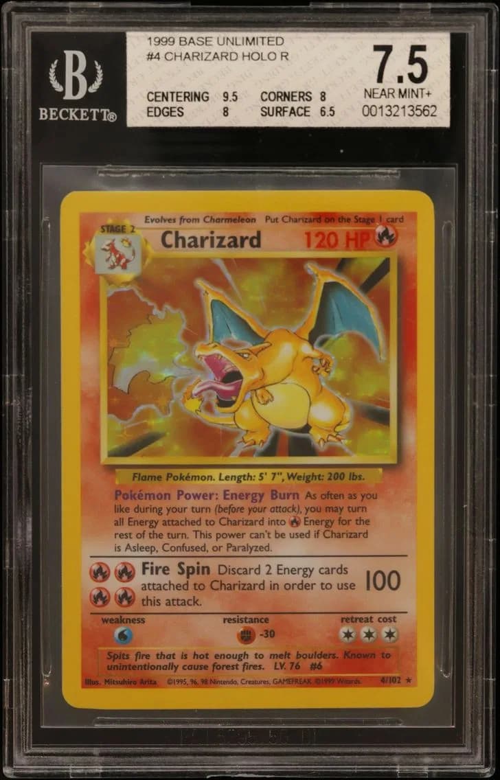 Charizard HOLO R, Base Unlimited, BGS 