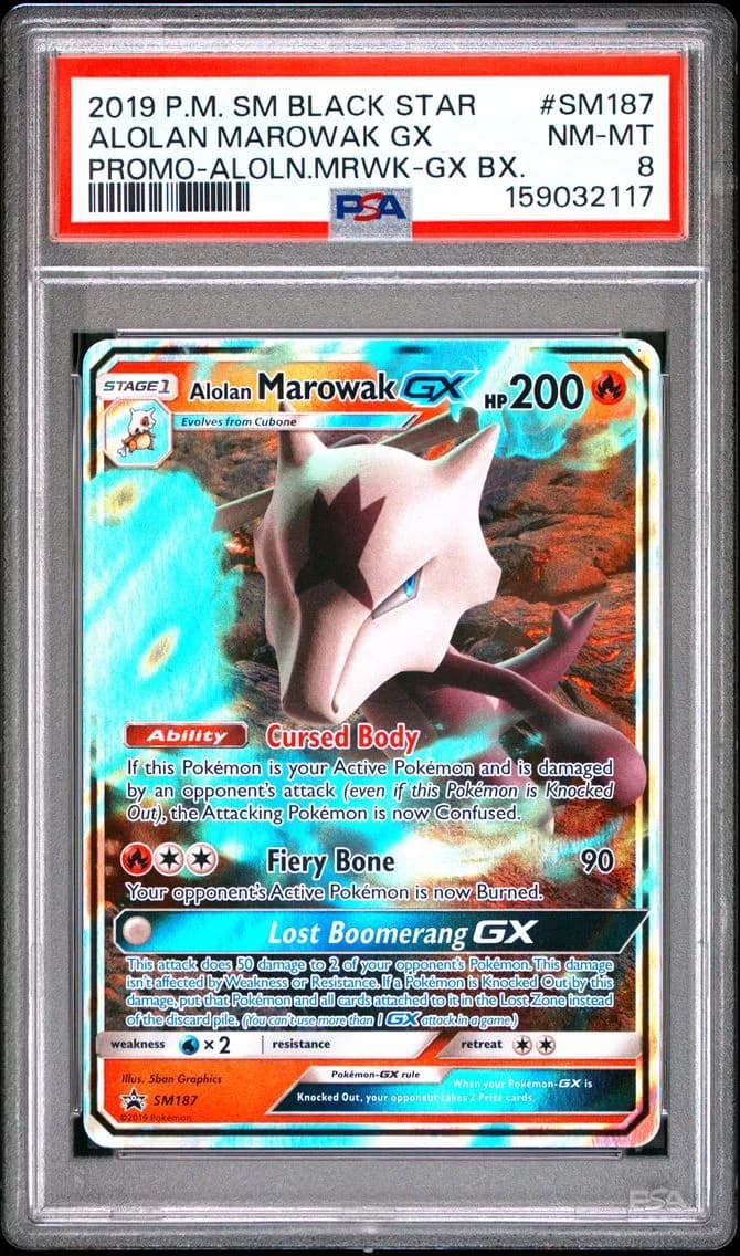 Alolan Marowak GX, SM Black Star Promo, PSA 8