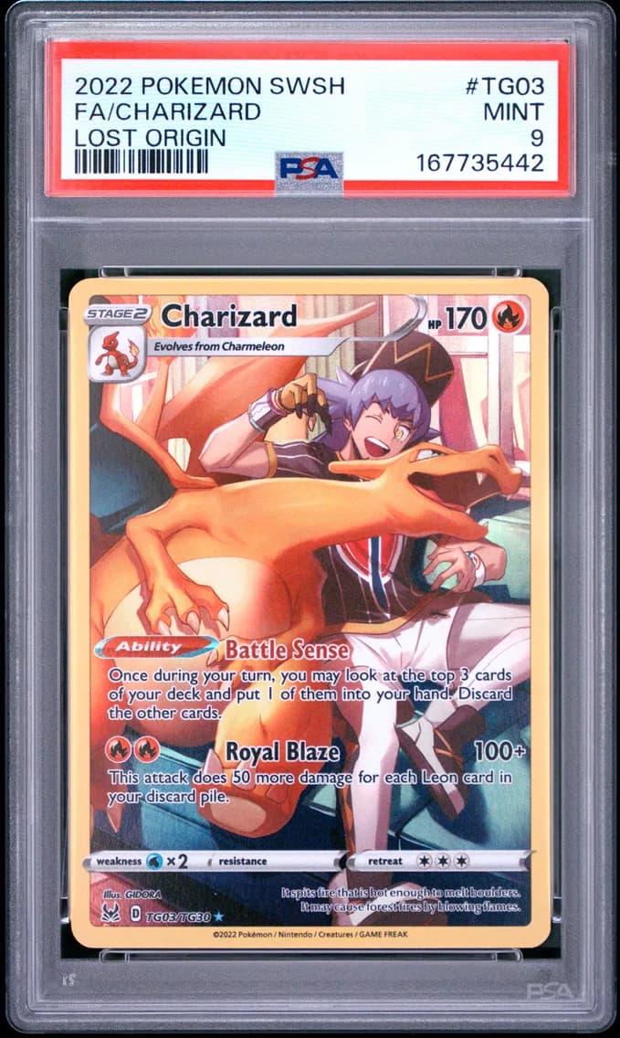 Charizard, Sword & Shield Lost Origin, PSA 9