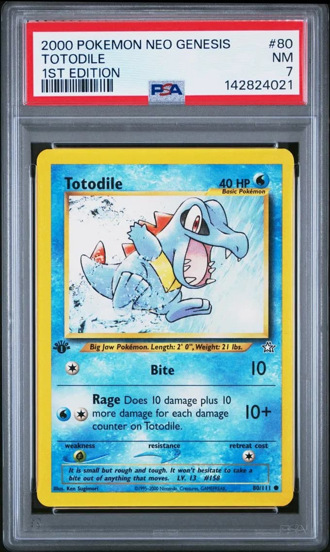 Totodile, Neo Genesis 1st Edition, PSA 7