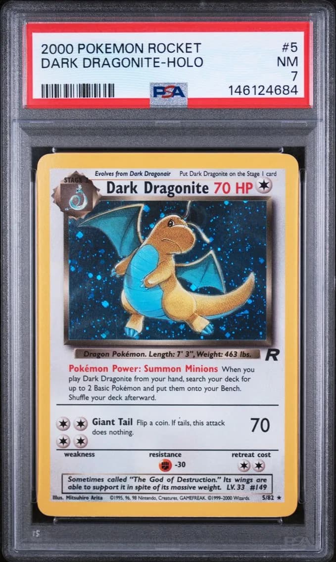 Dark Dragonite-Holo, Rocket, PSA 7