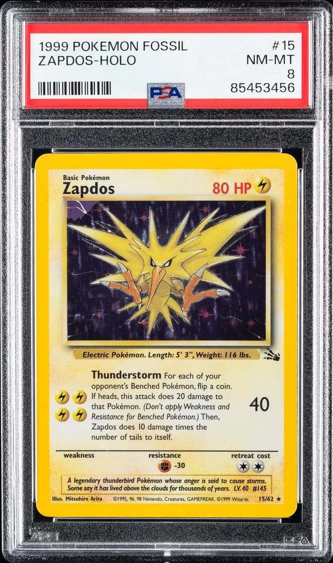 Zapdos-Holo, Fossil, PSA 8